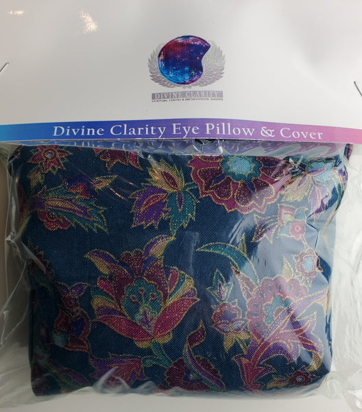 Eye Pillow - Blue Paisley Floral Cover - Divine Clarity