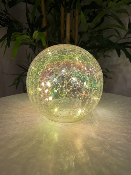 Faerie LED Crackle Glass Globe - Divine Clarity