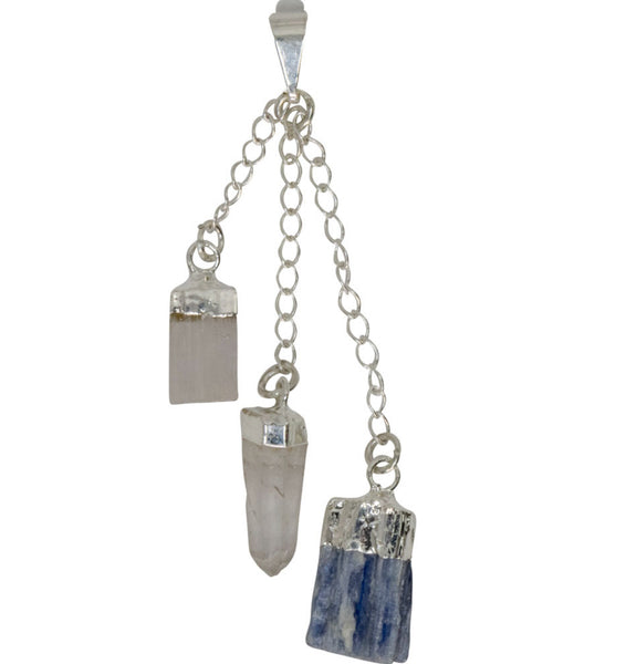 3 Stone Pendant - Cleansing - Clear Quartz, Kyanite, Selenite - Divine Clarity