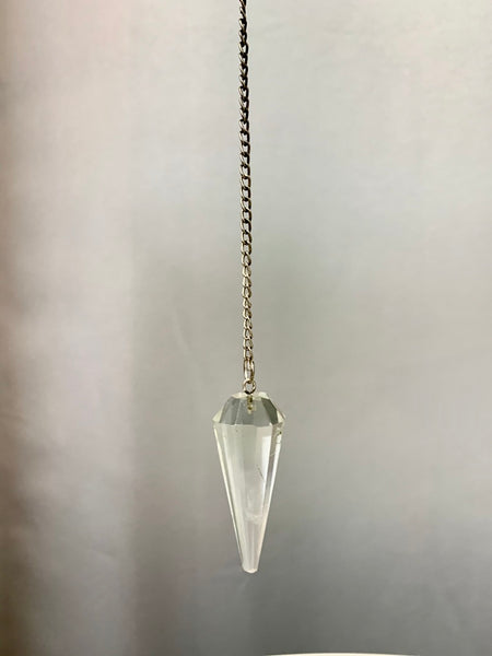Clear Quartz Crystal Faceted Pendulum - Divine Clarity
