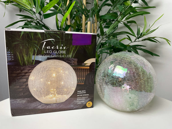 Faerie LED Crackle Glass Globe - Divine Clarity