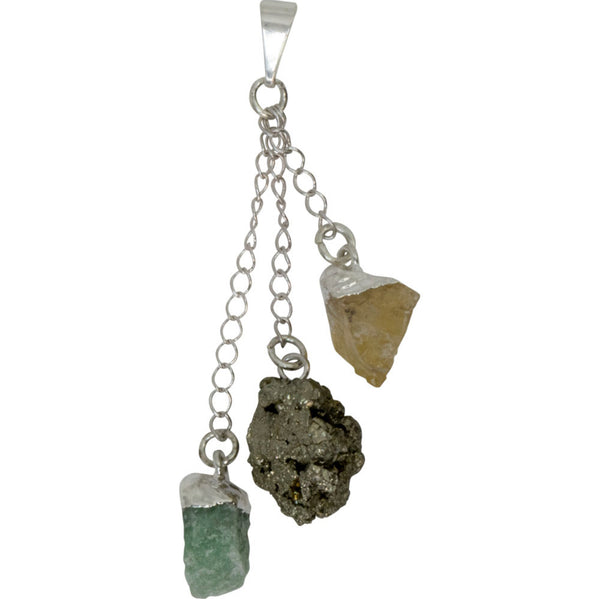 3 Stone Pendant - Prosperity - Citrine, Pyrite, Green Aventurine - Divine Clarity