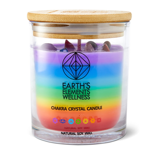 Chakra Layer Crystal Candle with 7 Chakra Stones - Divine Clarity