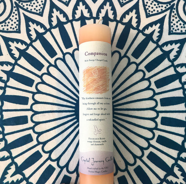 Compassion - Reiki Energy Charged Pillar Candle - Divine Clarity
