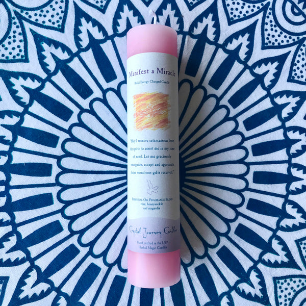 Manifest a Miracle - Reiki Energy Charged Pillar Candle - Divine Clarity