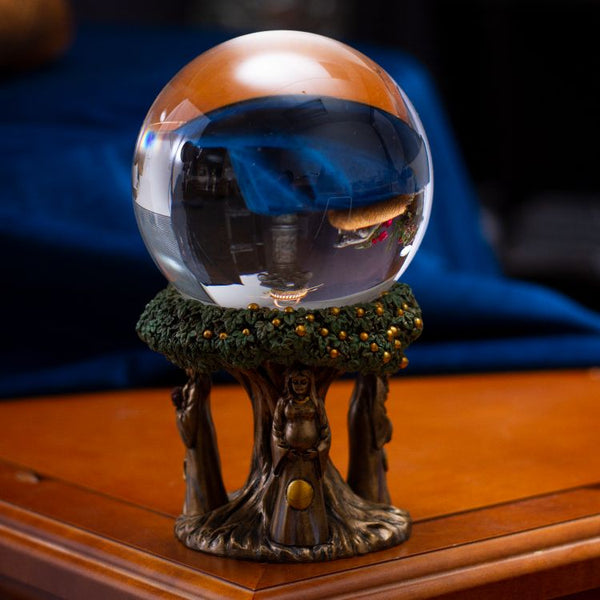 Gazing Crystal Ball - Mother, Maiden & Crone Gold Tree - Divine Clarity