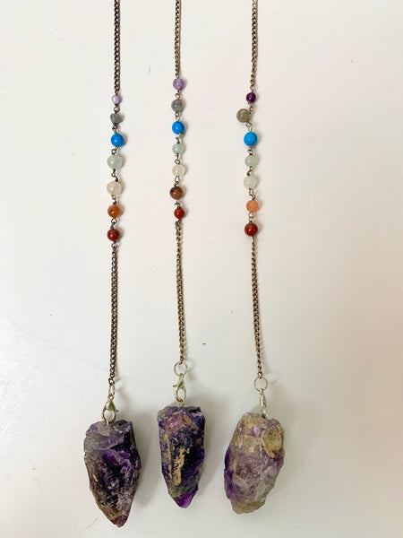 Raw Amethyst Chakra Pendulum - Divine Clarity