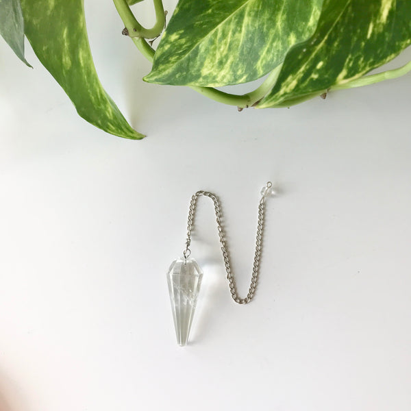 Clear Quartz Crystal Faceted Pendulum - Divine Clarity