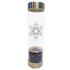 Amethyst Infused Glass Water Bottle - Divine Clarity