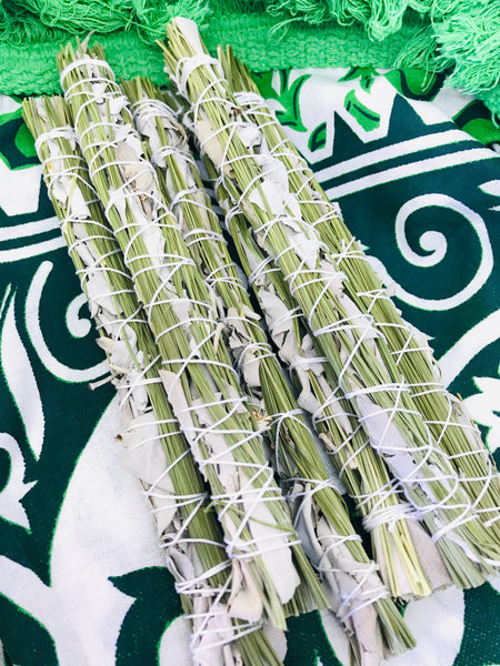 Organic Sweetgrass & Sage Smudge Stick 8" - Divine Clarity