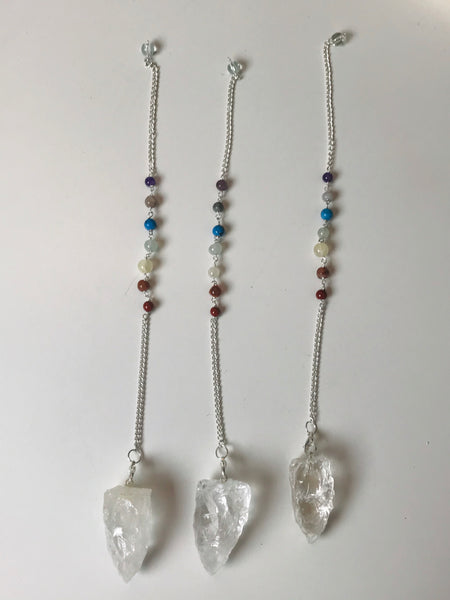 Raw Clear Quartz Chakra Pendulum - Divine Clarity