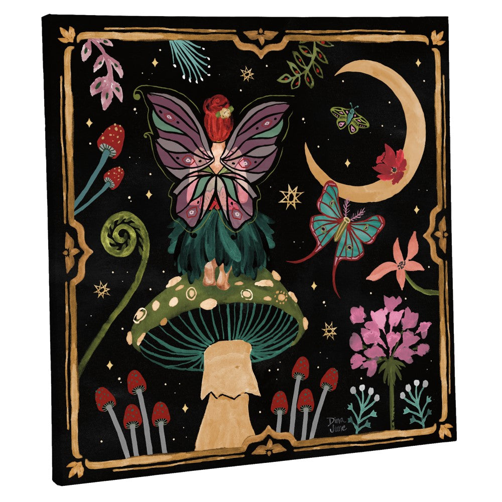 Fairy Staring at the Moon Canvas Wall Art