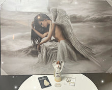 Load image into Gallery viewer, Sitting Angel Painting - Glitter Canvas Wall Decor
