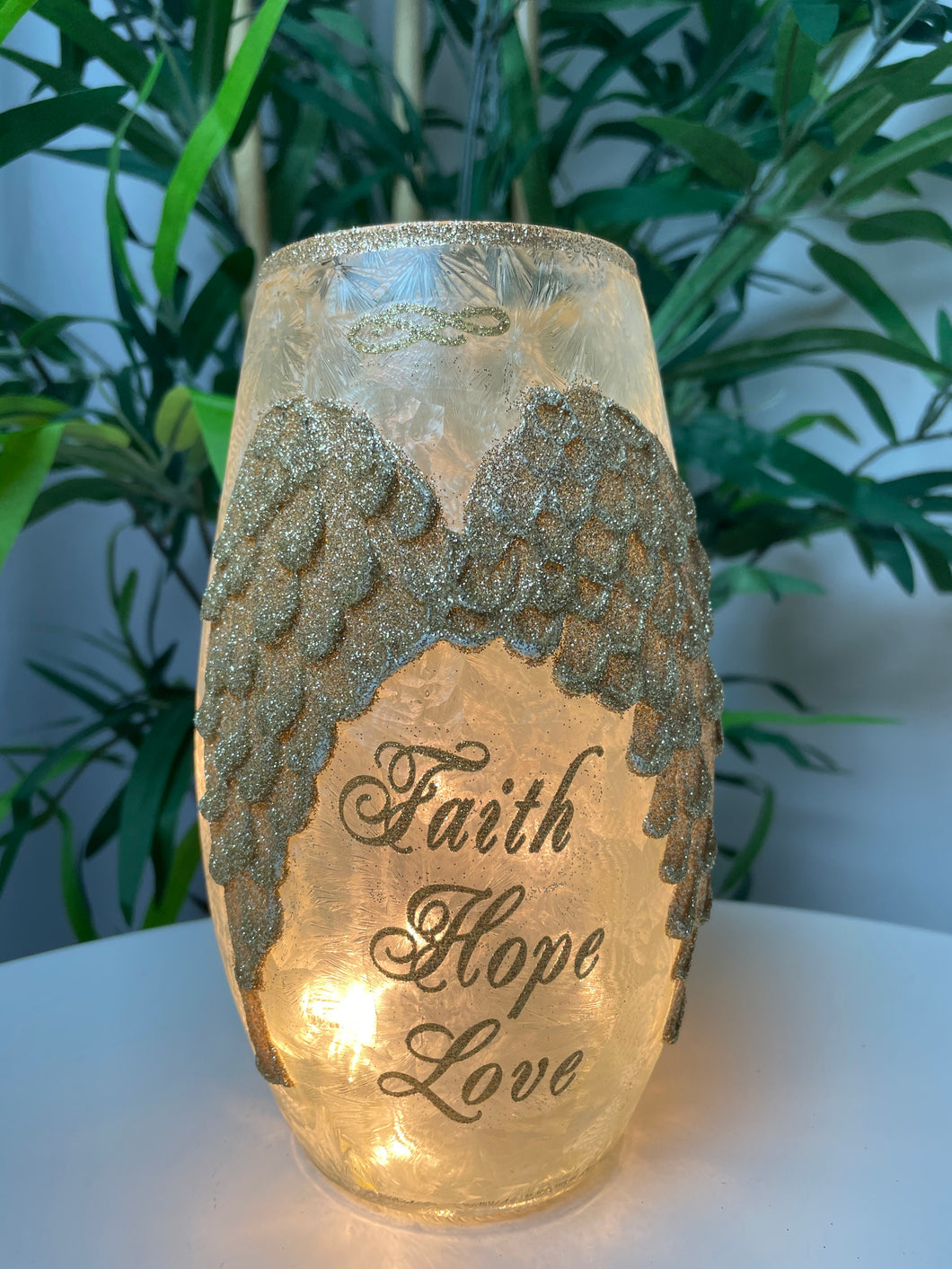 Faith, Hope, Love Angel Wings Lamp