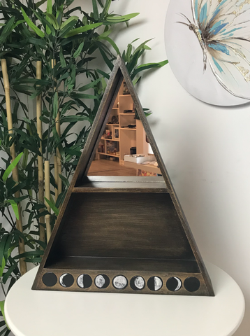Moon Phase Wooden Cabinet & Mirror - Divine Clarity
