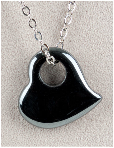 Hematite Floating Heart Necklace - Divine Clarity