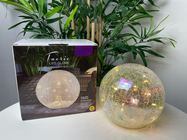 Faerie LED Crackle Glass Globe - Divine Clarity