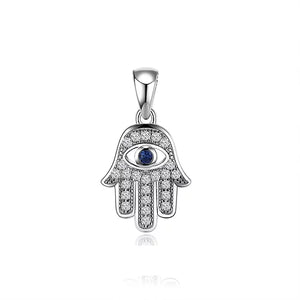 Hamsa Fatima Hand Eye 925 Sterling Silver Pendant - Divine Clarity