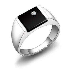 Black Onyx and Cubic Zirconia Sterling Silver Ring - Divine Clarity