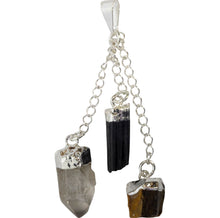 Load image into Gallery viewer, 3 Stone Pendant - Protection - Black Tourmaline, Tigers Eye, Clear Quartz
