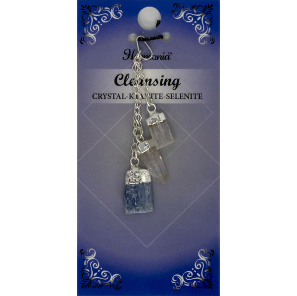 3 Stone Pendant - Cleansing - Clear Quartz, Kyanite, Selenite - Divine Clarity