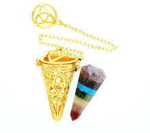 Load image into Gallery viewer, Gold Cage with Chakra Bonded Pendulum
