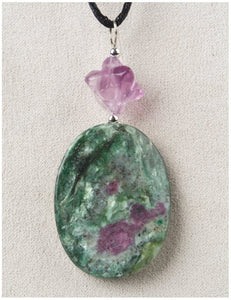 Medicine Stone Necklace: Ruby Fuchsite Twist - Divine Clarity