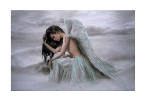 Sitting Angel Painting - Glitter Canvas Wall Decor
