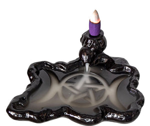 Triple Moon Ceramic Backflow Incense Holder - Divine Clarity