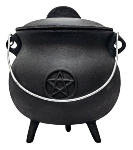 Cast Iron Cauldron Black with Pentacle (X-Large) 7x8.5" - Divine Clarity