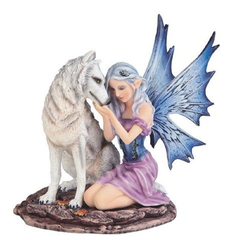 Fairy With Wolf Statue - Divine Clarity