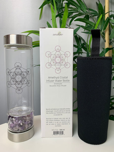 Amethyst Infused Glass Water Bottle - Divine Clarity