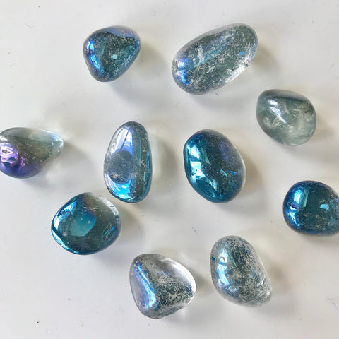 Blue Aura Quartz Tumbled - Grade B - Divine Clarity