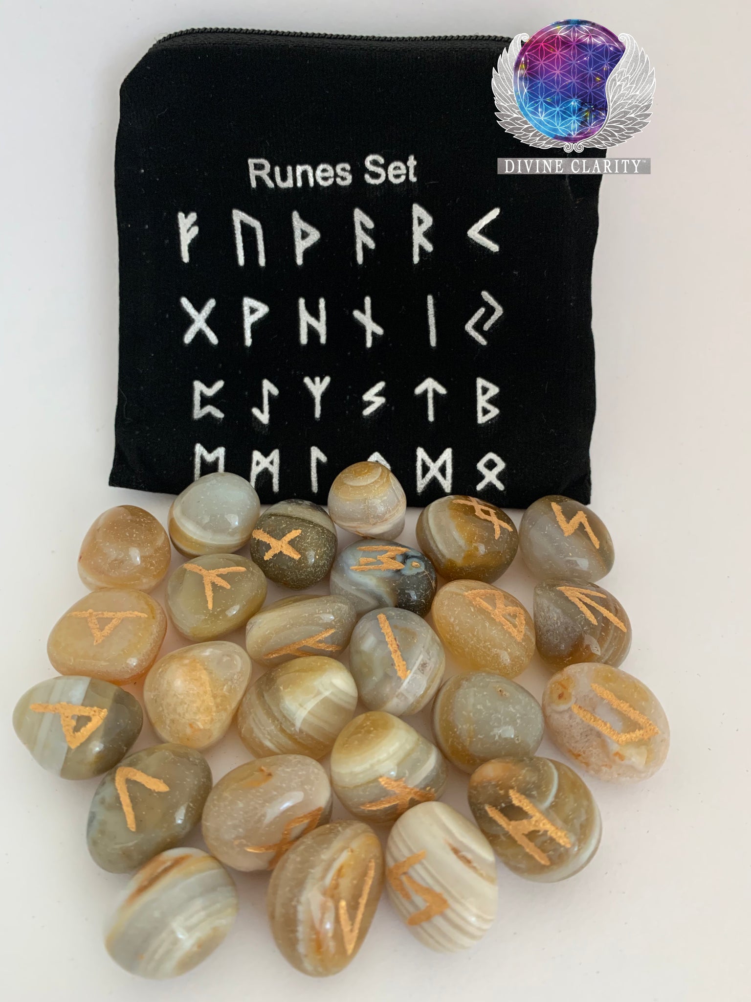 Divination Rune Set - Banded Carnelian - Divine Clarity