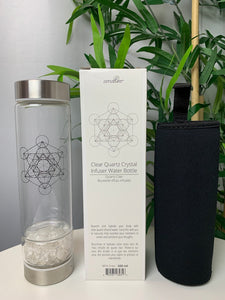 Clear Quartz Infused Glass Water Bottle