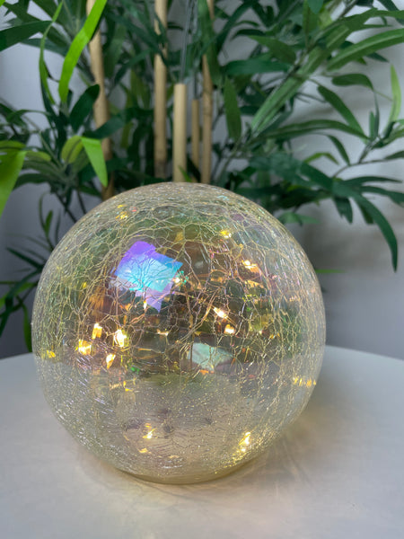 Faerie LED Crackle Glass Globe - Divine Clarity