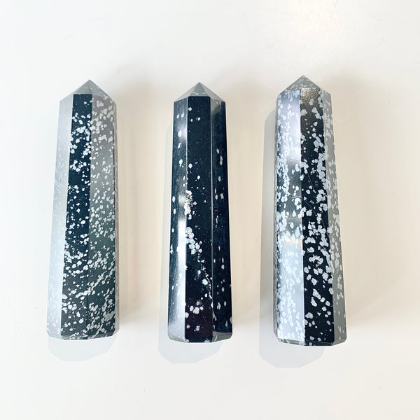 Snowflake Obsidian Obelisk - Divine Clarity