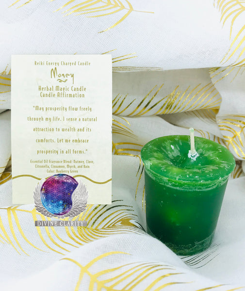 Money Reiki Charged Votive Candle - Divine Clarity