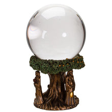 Load image into Gallery viewer, Gazing Crystal Ball - Mother, Maiden &amp; Crone Gold Tree
