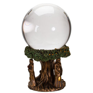 Gazing Crystal Ball - Mother, Maiden & Crone Gold Tree