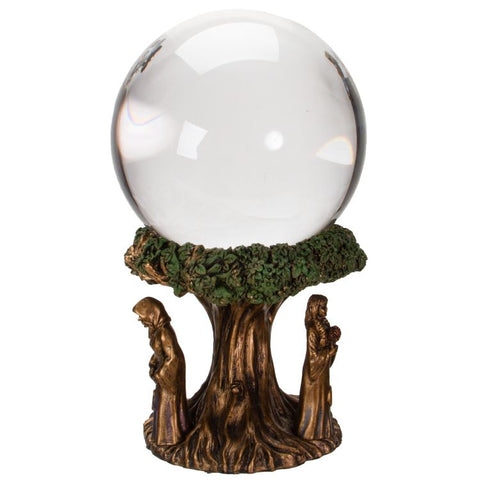 Gazing Crystal Ball - Mother, Maiden & Crone Gold Tree - Divine Clarity