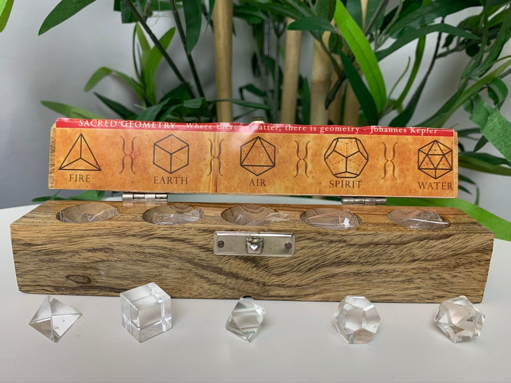 Sacred Geometry Platonic Solid Set - Clear Quartz