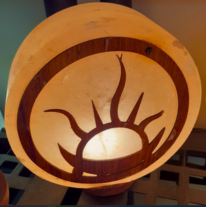 Wooden Sun & Moon Himalayan Salt Lamp - Divine Clarity