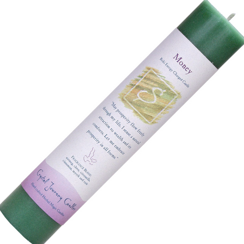Money - Reiki Energy Charged Pillar Candle - Divine Clarity