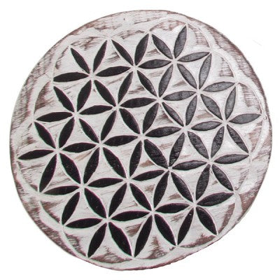 Crystal Grid - Flower of Life Wooden Plaque - Divine Clarity