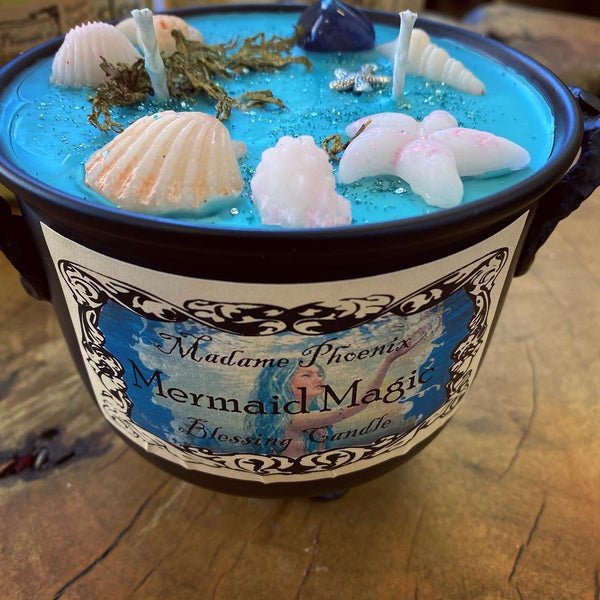 Mermaid Blessing Water Spirit Cauldron Candle - Divine Clarity