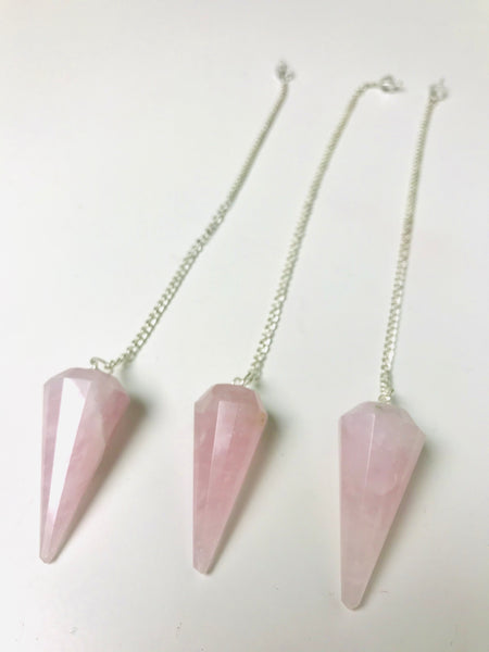 Rose Quartz Faceted Pendulum - Divine Clarity