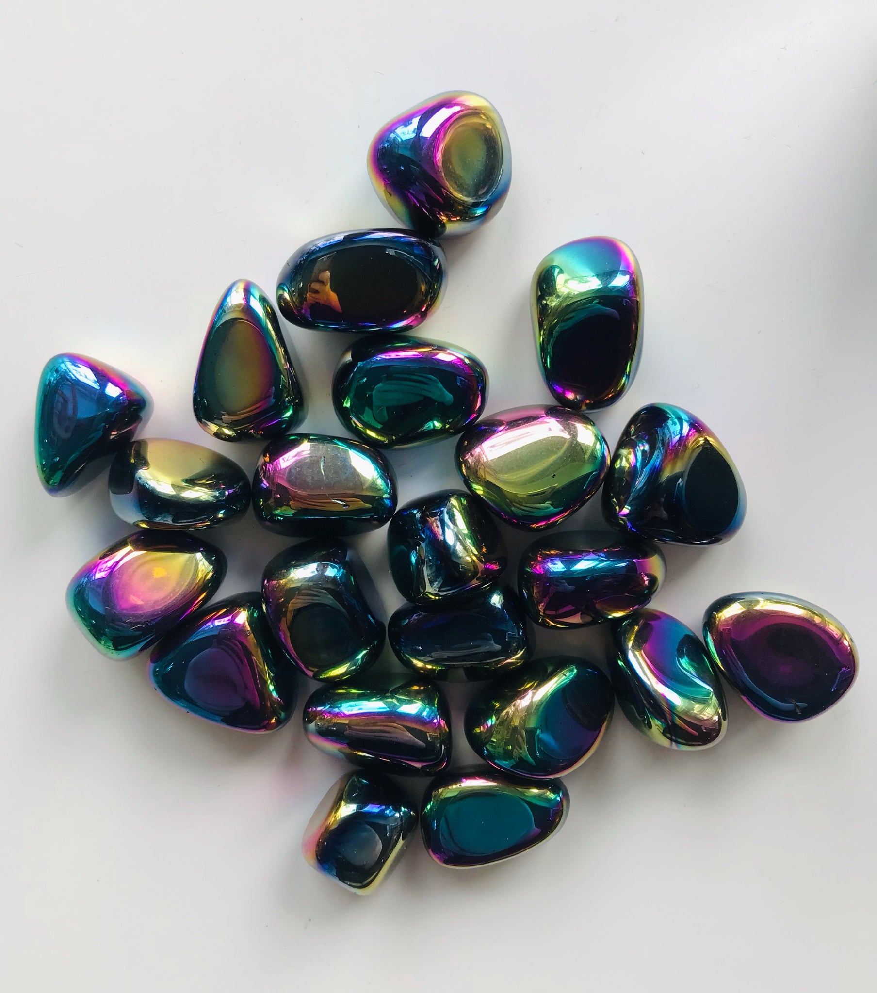 Rainbow Aura Obsidian Tumbled - Divine Clarity