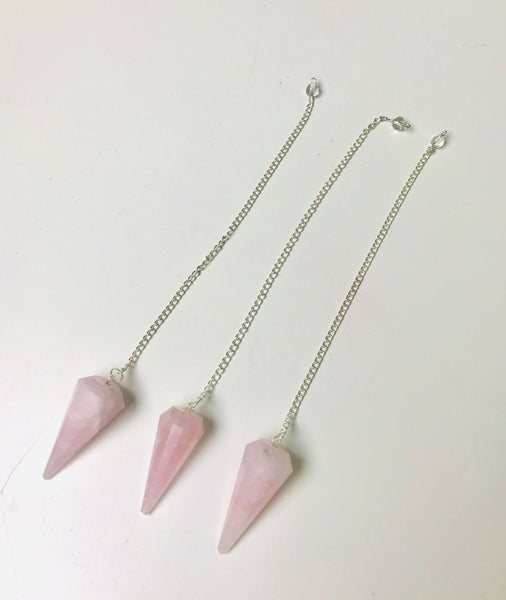 Rose Quartz Faceted Pendulum - Divine Clarity