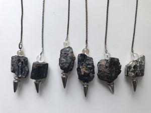 Raw Black Tourmaline Pendulum